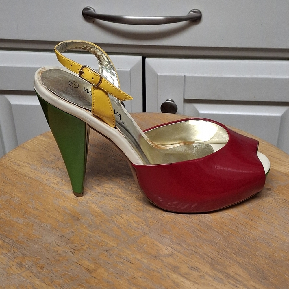 Wild Diva Red and Yellow Stiletto Heels